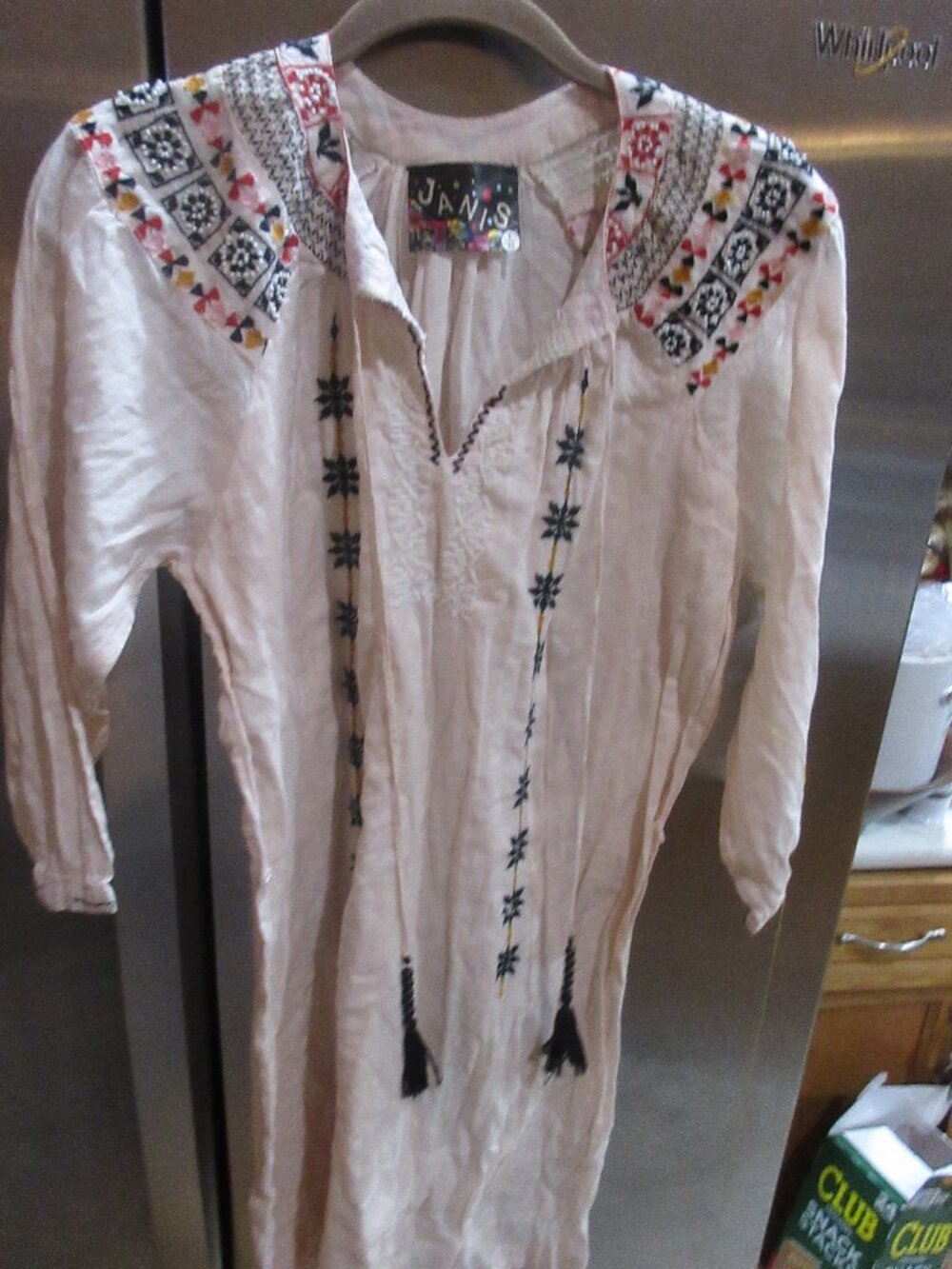 Janis boho cotton long tunic top dress artsy india L embroidered